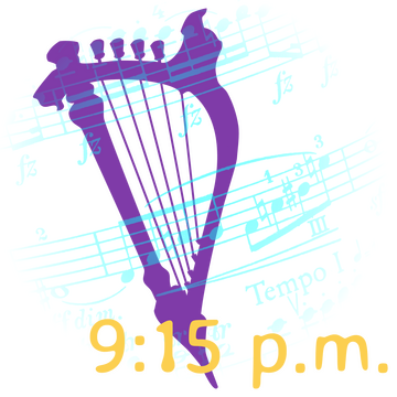 a lyre, and 9:15 p.m.