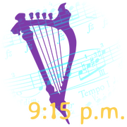 a lyre, and 9:15 p.m.