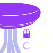 vector of a zoomed-in bar stool that has 40 to 46 next to a door, and 28 next to a moon