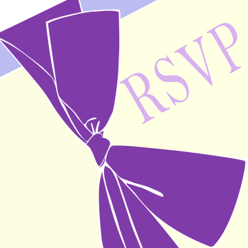 rsvp letter tied with a purple bow