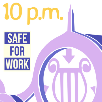 a mini orchestrion, 10 p.m., and safe for work symbol