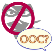 do not sign over thief mask, and speech bubble with ooc in it